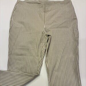 Chico’s Women’s Pants – Size 4P Beige & White Striped Stretch Pull-On